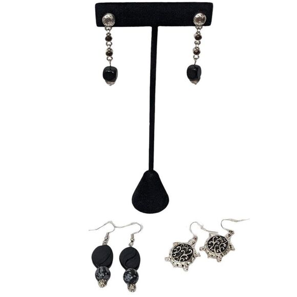 Turtle Earrings 3 Pairs of Earrings Silver-Tone Beaded Earrings Dangle Earrings - Picture 1 of 6